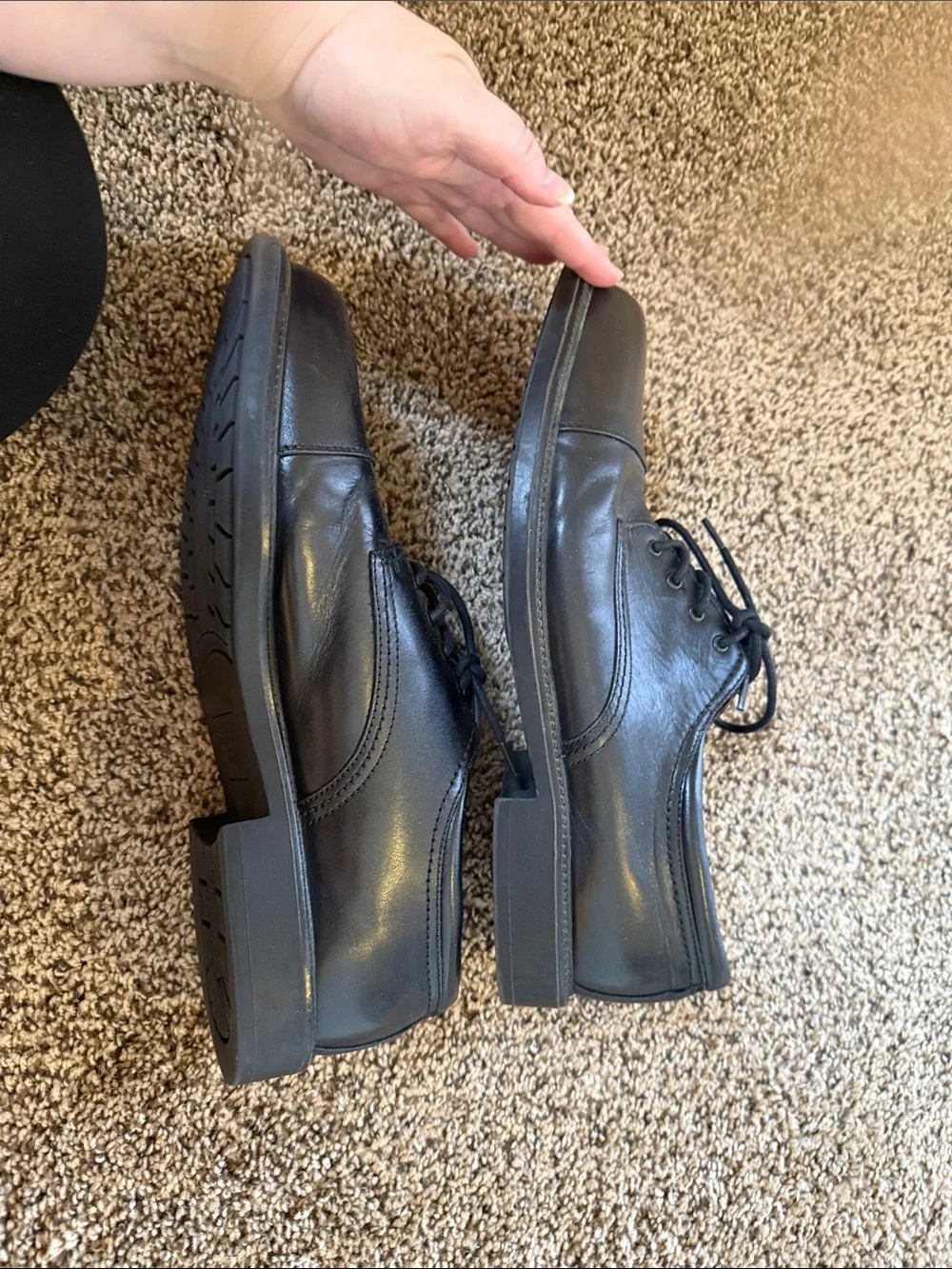 Dockers Black Leather Cap-Toe Derby Shoes 13
